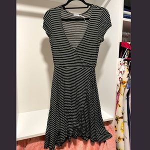 Black and white horizontal striped dress